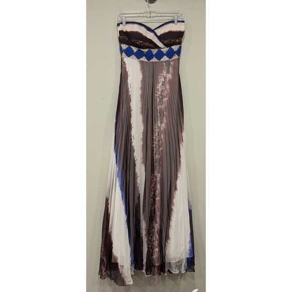 Jovani Strapless Tie Dye Beaded Detail Maxi Dress Size 6 - Picture 1 of 9